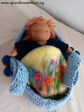 "Blue"    a waldorf/Steiner inspired doll for toddlers with carry basket